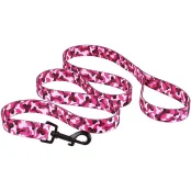 Повідець BronzeDog Urban для собак, нейлон, принт кісточки, рожевий, 152×2.5 см