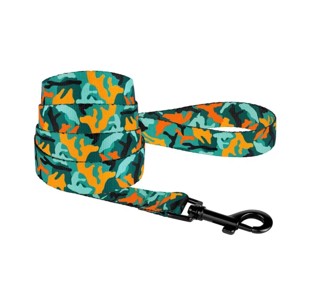 Повідець BronzeDog Camo для собак, нейлон, зелений, 152×1.6 см