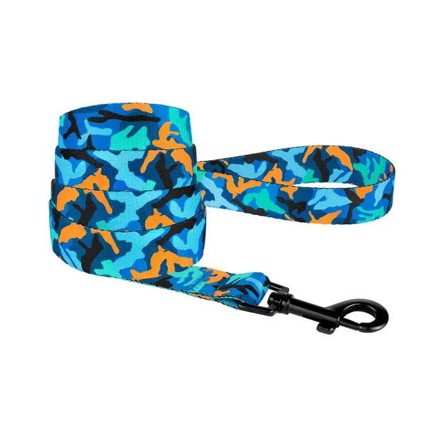 Повідець BronzeDog Camo для собак, нейлон, синій, 152×2 см