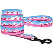 Повідець BronzeDog Travel для собак, нейлон, принт фламінго, 152×1.6 см