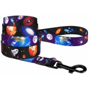 Повідець BronzeDog для собак, нейлон, принт космос, чорний, 152×1 см