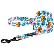 Повідець BronzeDog Folk для собак, з нашивкою, принт квіти, білий, 152×2.5 см