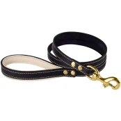 Повідець BronzeDog для собак, шкіряний, лита латунна фурнітура, бежевий, 120×1.2 см