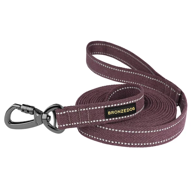Повідець BronzeDog Cotton для собак, брезент з карабіном на замку, чері, 300×3.2 см