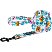 Поводок BronzeDog Folk для собак, нейлон, принт цветы, белый, 152×1 см