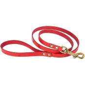 Повідець BronzeDog для собак, шкіряний, лита латунна фурнітура, червоний, 122×1.6 см