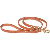 Повідець BronzeDog для собак, шкіряний, лита латунна фурнітура, рудий, 122×1 см