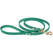 Повідець BronzeDog для собак, шкіряний, лита латунна фурнітура, ментоловий, 122×1.6 см