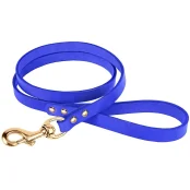 Повідець BronzeDog для собак, шкіряний, лита латунна фурнітура, фіолетовий, 122×1.6 см