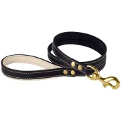 Повідець BronzeDog для собак, шкіряний, лита латунна фурнітура, бежевий, 122×1.6 см