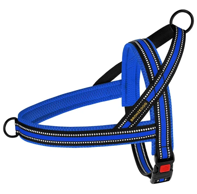 Шлея BronzeDog Mesh Скандинавская для собак, синий, 44-60 см