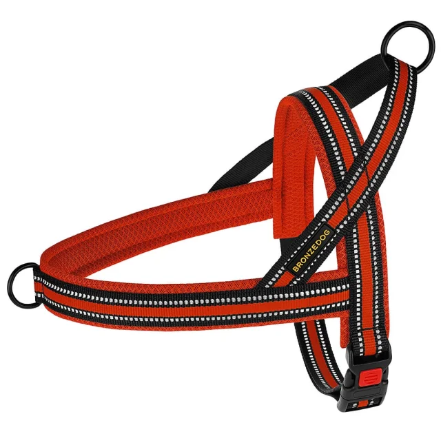 Шлея BronzeDog Mesh Скандинавская для собак, красный, 44-60 см