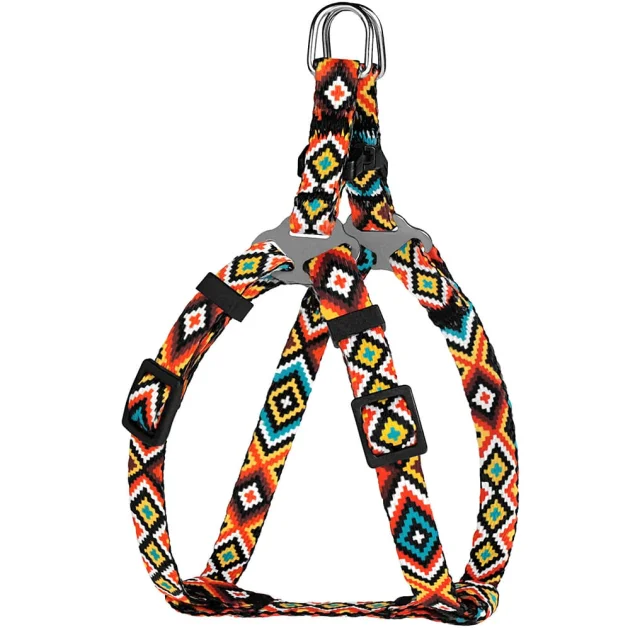 Шлея BronzeDog Tribal для собак, нейлон, принт гуцульский, оранжевый, 28-40 см