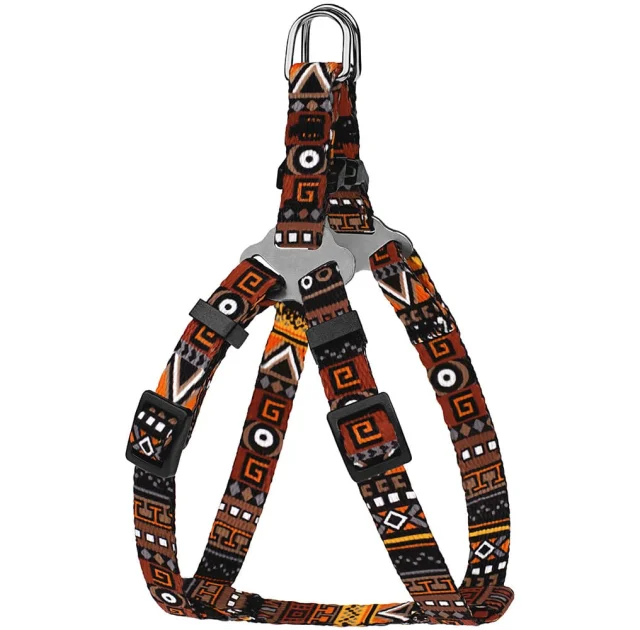 Шлея BronzeDog Tribal для собак, нейлон, принт этнический, оранжевый, 28-40 см