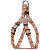 Шлея BronzeDog Tribal для собак, нейлон, принт цветы, бежевый, 45-60 см