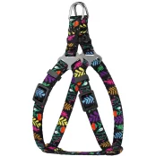 Шлея BronzeDog Tribal для собак, нейлон, принт цветы, чёрный, 45-60 см