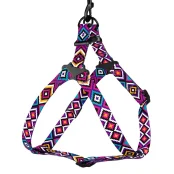 Шлея BronzeDog Tribal для собак, нейлон, принт гуцульський, фіолетовий, 57-73 см