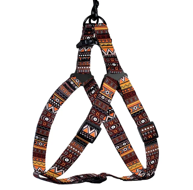 Шлея BronzeDog Tribal для собак, нейлон, принт этничный, оранжевый, 40-53 см