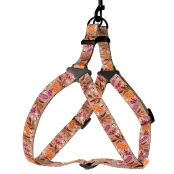 Шлея BronzeDog Tribal для собак, нейлон, принт цветы, бежевый, 57-73 см