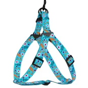 Шлея BronzeDog Tribal для собак, нейлон, принт цветы, ментоловый, 57-73 см