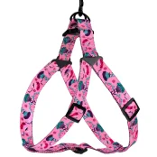 Шлея BronzeDog Tribal для собак, нейлон, принт цветы, розовый, 57-73 см