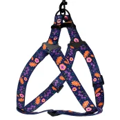 Шлея BronzeDog Tribal для собак, нейлон, принт цветы, синий, 57-73 см