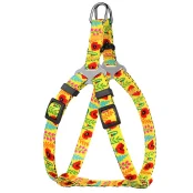 Шлея BronzeDog Urban для собак, нейлон, принт квіти, жовтий, 28-40 см