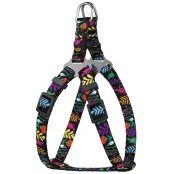 Шлея BronzeDog Urban для собак, нейлон, принт квіти, чорний, 24-30 см