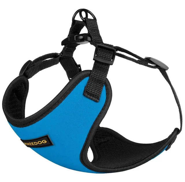 Шлея BronzeDog Sport для собак из неопрена, голубой, 35-38 см