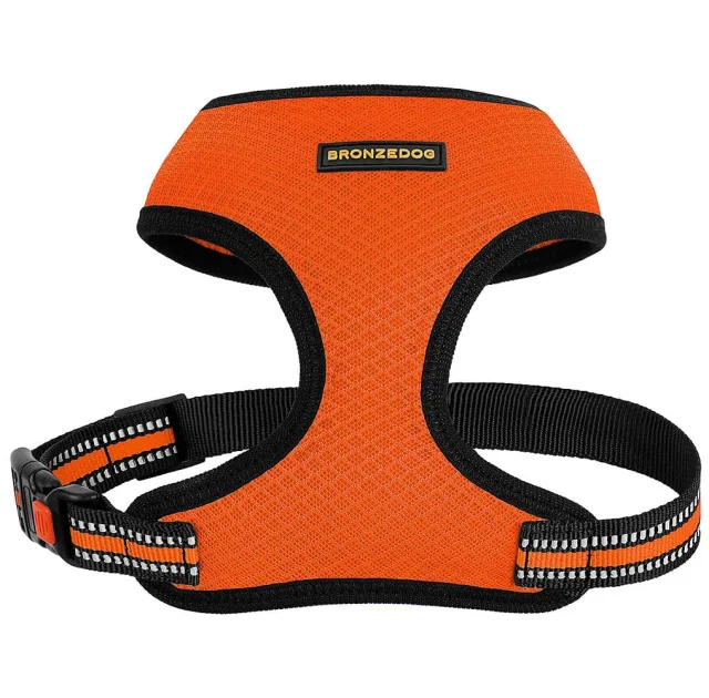 Шлея BronzeDog Mesh для собак мелких пород, сетчатый нейлон, оранжевый, 35-38 см