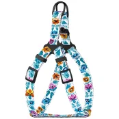 Шлея BronzeDog Folk для собак і котів, нейлон, принт квіти, білий, 57-73 см