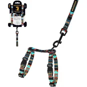 Шлея с поводком BronzeDog для собак и кошек, нейлон, принт ацтеки, 2ХS