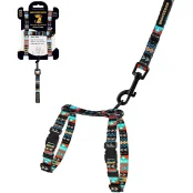 Шлея с поводком BronzeDog для собак и кошек, нейлон, принт ацтеки, ХS