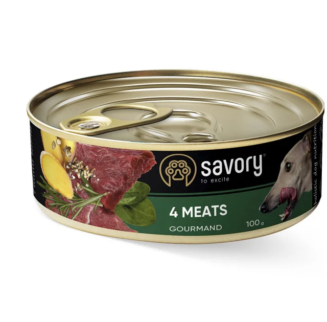 Вологий корм для дорослих собак Savory, з чотирма видами м'яса, 100 г