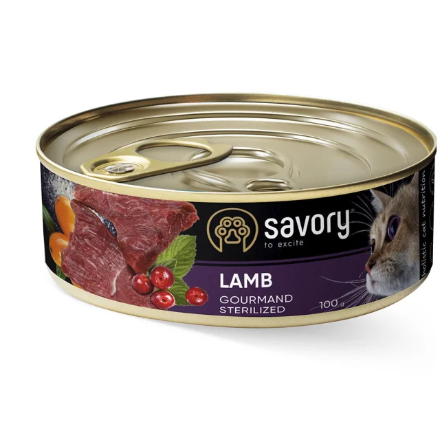 Влажный корм для стерилизованных котов Savory, с ягненком, 100 г