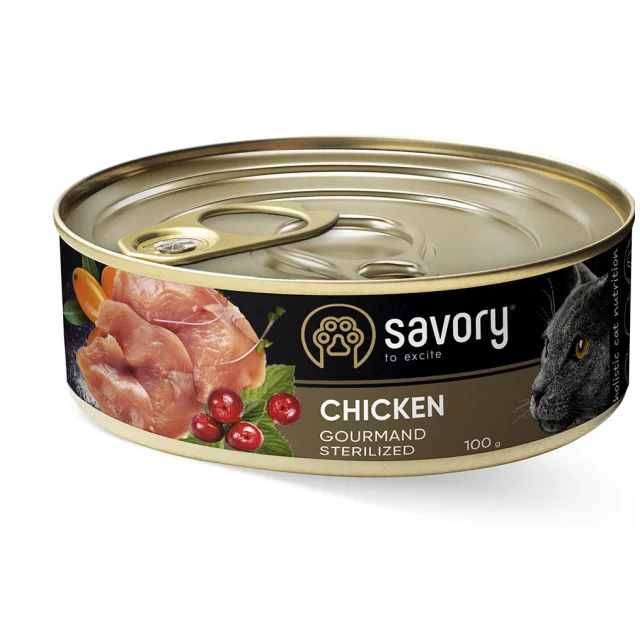 Влажный корм для стерилизованных котов Savory, с курицей, 100 г