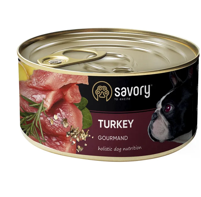 Влажный корм для взрослых собак Savory, с индейкой, 200 г