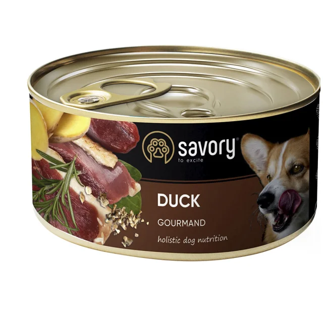 Вологий корм для дорослих собак Savory, з качкою, 200 г