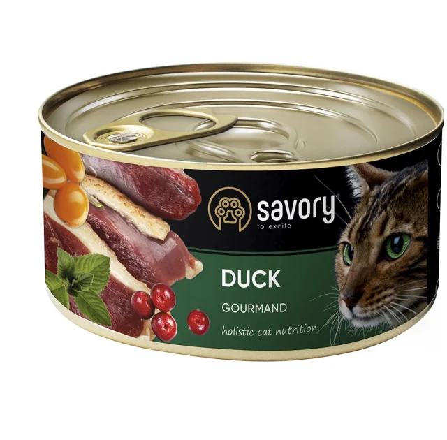 Вологий корм для котів Savory, з качкою, 200 г