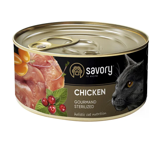 Влажный корм для стерилизованных котов Savory, с курицей, 200 г