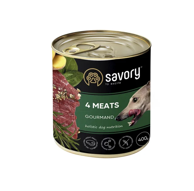 Влажный корм для взрослых собак Savory, с четырьмя видами мяса, 400 г