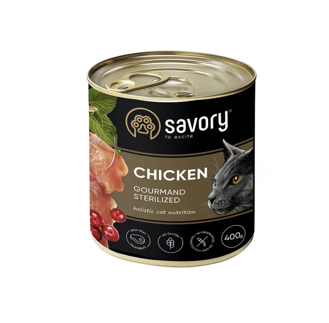 Вологий корм для стерилізованих котів Savory, з куркою, 400 г