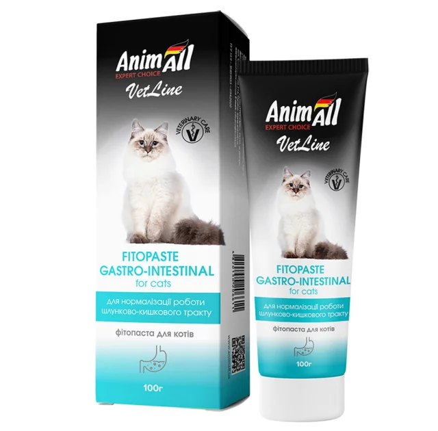 Фитопаста AnimAll VetLine Gastrointestinal для нормализации работы желудочно-кишечного тракта у кошек, 100 г