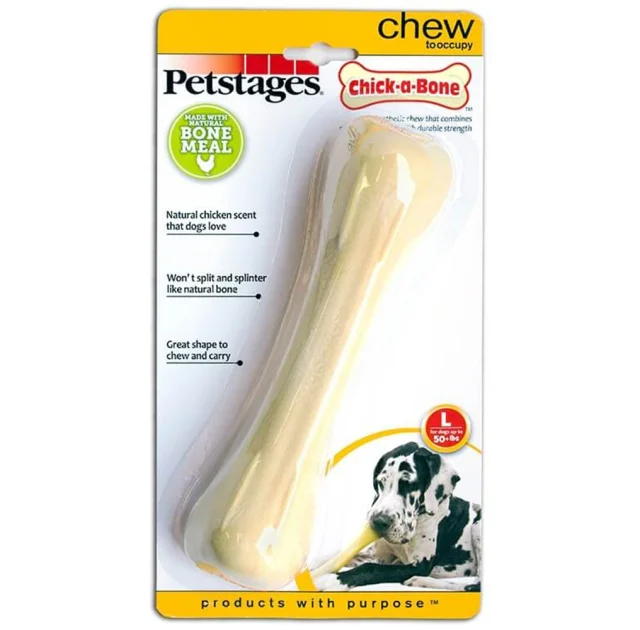 Игрушка для собак Petstages Chick-A-Bone кость, большая, 20.5 см