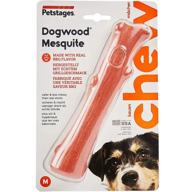 Игрушка Petstages Крепкая ветка с ароматом барбекю из дерева мескит, средняя, для собак до 16 кг, 19.5 см