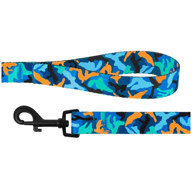 Повідець BronzeDog Camo для собак, нейлон, синій, 152×2 см