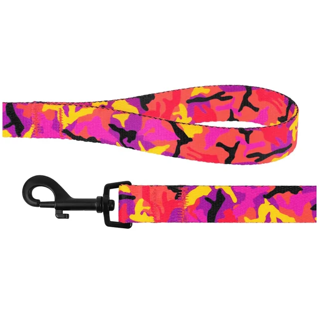 Повідець BronzeDog Camo для собак, нейлон, рожевий, 152×2.5 см