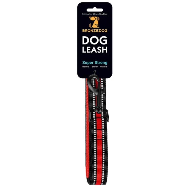 Поводок BronzeDog Mesh для собак, сетчатый нейлон, красный, 200×2 см