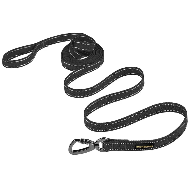 Повідець BronzeDog Cotton для собак, брезент з карабіном на замку, графіт, 500×2 см