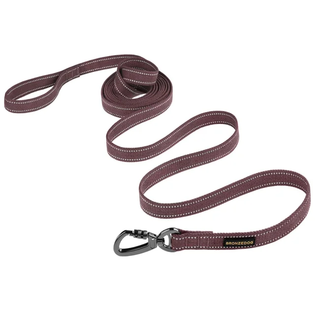 Повідець BronzeDog Cotton для собак, брезент з карабіном на замку, чері, 500×2 см